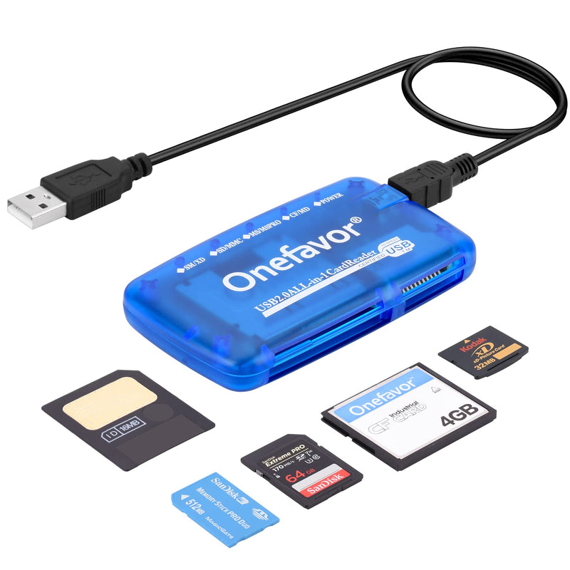  [AUSTRALIA] - Onefavor SmartMedia Cards Reader Writer, All-in-1 USB Universal Multi Card Adapter, Smart Media, xD, SD, UHS-I, MMC, MS Pro Duo, CF, MD, Camera Flash Memory Cards Reader for Windows, Mac, Linux