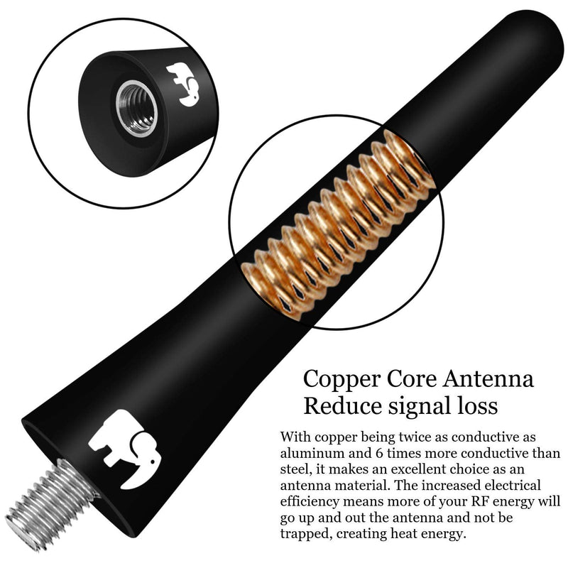  [AUSTRALIA] - ONE250 2.5" inch Short Copper Core Antenna, Compatible with Harley Davidson Motorcycles - Street Glide, Road Glide, Road King, Electra Glide (1998-2023) - Designed for Optimized FM/AM Reception