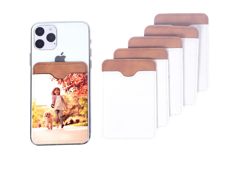  [AUSTRALIA] - 10 Pieces Sublimation Mobile Phone Wallet Card Holder Fluorescent Blank PU Leather DIY Craft (Brown) Brown