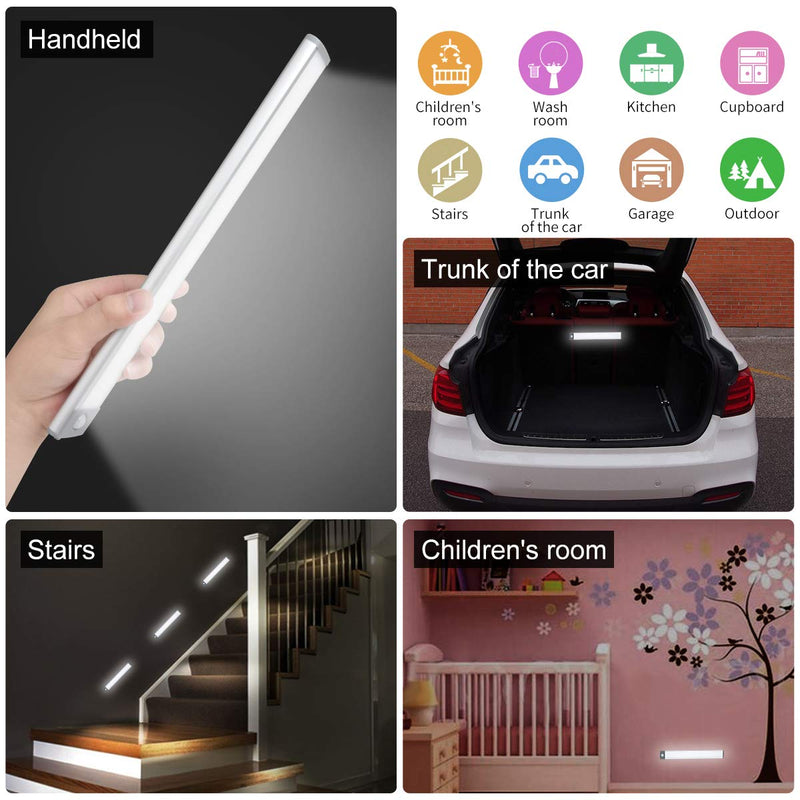 30-LED Motion Sensor Cabinet Light,Under Counter Closet Lighting, Wireless USB Rechargeable Kitchen Night Lights,Battery Powered Light,Uniform Light for Wardrobe,Cabinet,Cupboard（Warm Light）-2Pack Silver-warm White Light 7.8inch-30LED - LeoForward Australia