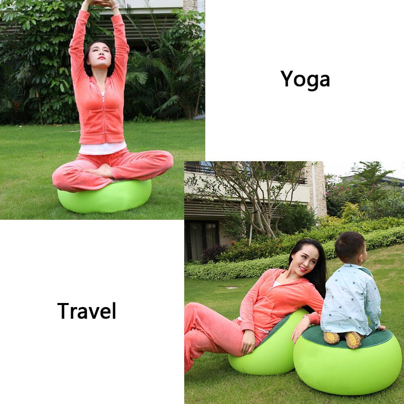  [AUSTRALIA] - FMS Portable Balance Inflatable Stool Outdoor Camping Air Chair Footrest Cushion Used for Home Office Yoga Leisure Travel, Green
