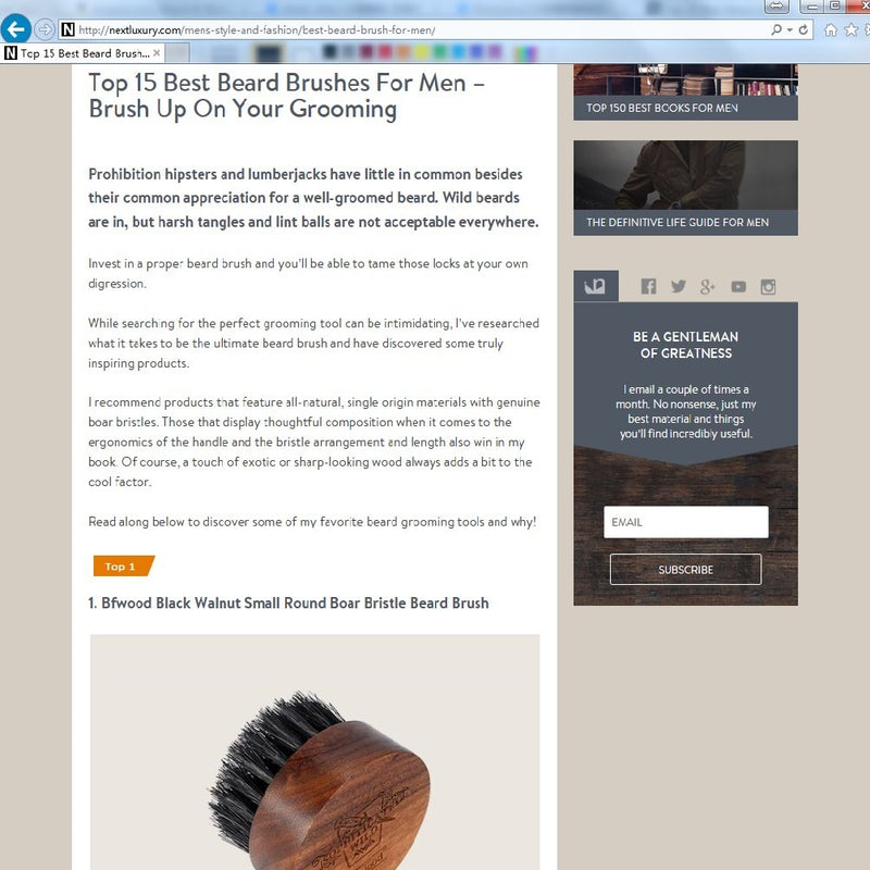 BFWood Beard Brush for Men - Boar Bristles Small and Round - Black Walnut Wood - LeoForward Australia