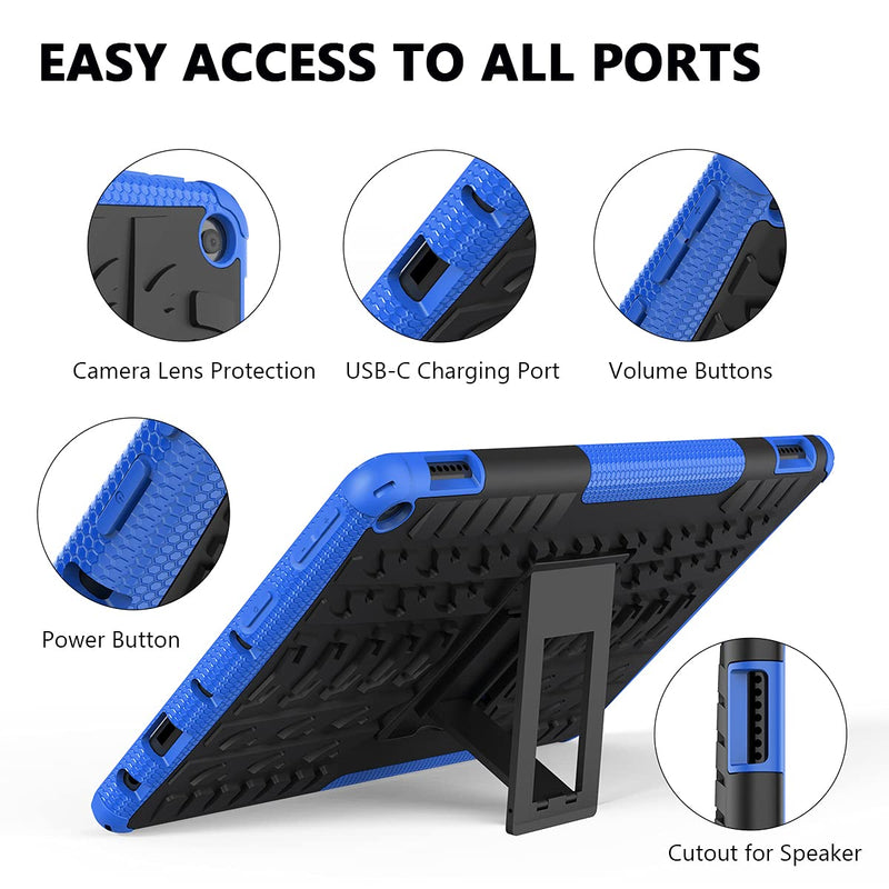  [AUSTRALIA] - ROISKIN for F i r e HD 10 Tablet Case 2021 Release, Heavy Duty Dual Layer Shockproof Impact Resistance Protective Case with Kickstand Compatible with Fire 10 Case & 10 Plus 11th Gen Not for iPad 10.1 Blue