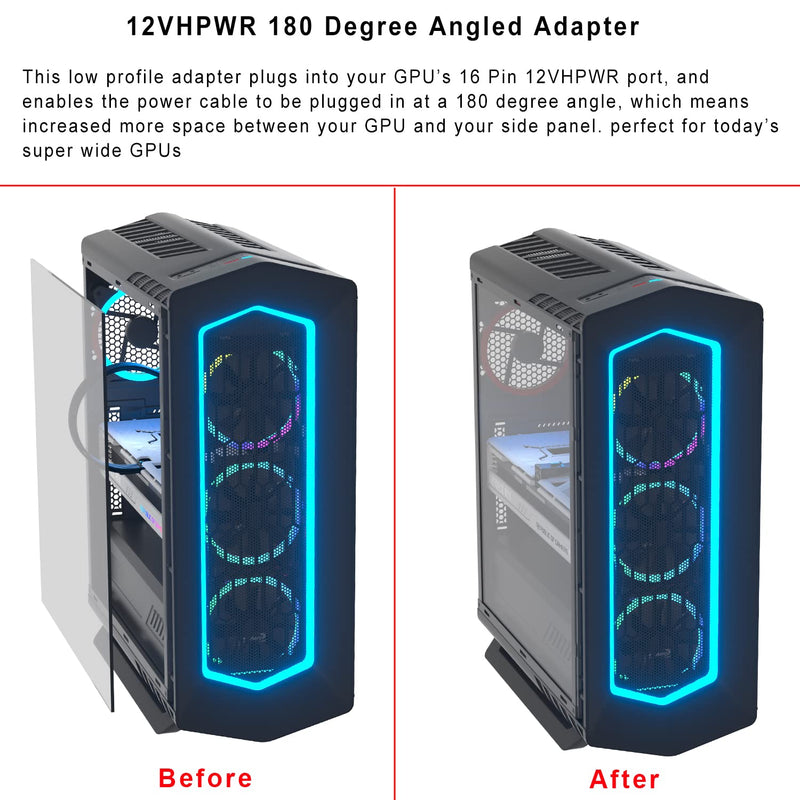  [AUSTRALIA] - 12VHPWR 180 Degree Angled Adapter: Aluminum ATX 3.0 16 Pin GPU Power Connector 600W Pcie5.0 Power Adapter for 12+4pin RTX 3090Ti 4070Ti 4080 4090 Graphic Card GPU (Type B) Type B