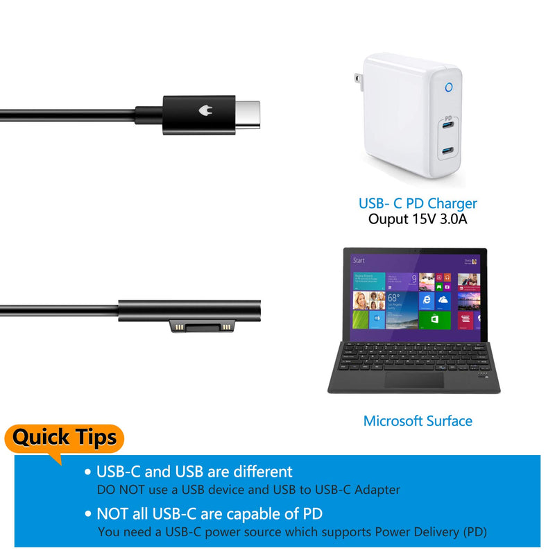  [AUSTRALIA] - Surface Connect to USB C Charging Cable Compatible with Surface Pro 3/4/5/6/7, Surface Laptop 3/2/1,Surface Go, Surface Book1/2/3(1.8M 6ft)