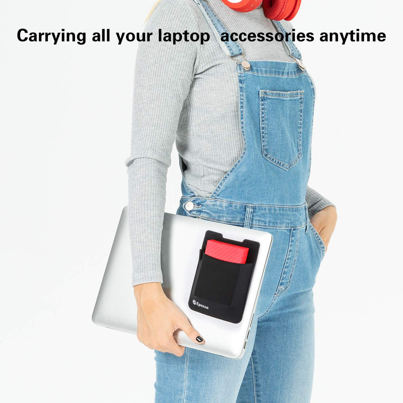  [AUSTRALIA] - Epessa Stick-On External Hard Drive Carrying Case Holder, Portable Reusable Storage Pocket Pouch for Stylus Pens,Wireless Mouse, Cables, Earphones|Compatible with Laptop MacBook and Ipad