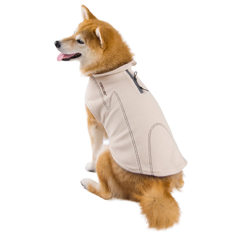 VIVAGLORY Dog Coat Fleece Jacket Vest for Small Medium Large Dogs Puppy Windproof Warm Clothes for Cold Weather, Beige, XXS - LeoForward Australia