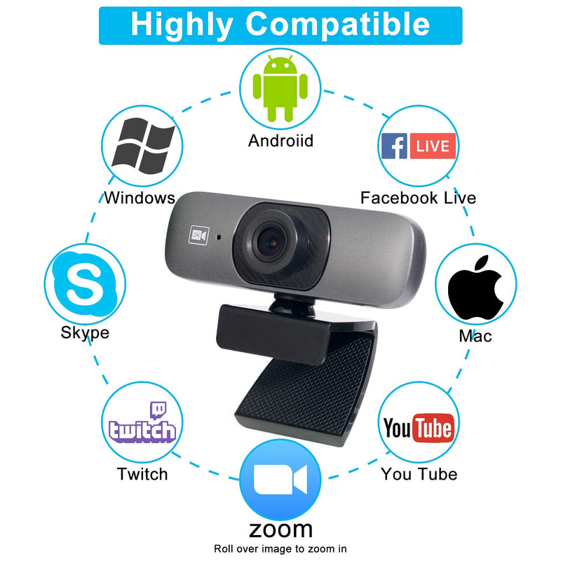  [AUSTRALIA] - 2K Webcam with Microphone for Desktop, Web Camera for Computers, USB Webcam Compatible with PC/Desktop/Laptop/Mac, Computer Webcam Plug & Play