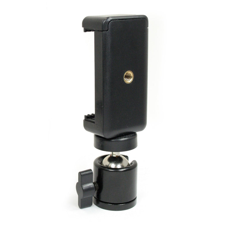  [AUSTRALIA] - Livestream® Gear - Locking Ball Head with Phone Holder and Hot Shoe Adapter Set for use with DLSR or Tripod. Easily Attach Phone Mount w/Ball Head, or Other 1/4"-20 Parts. (Ball Head Phone Set)