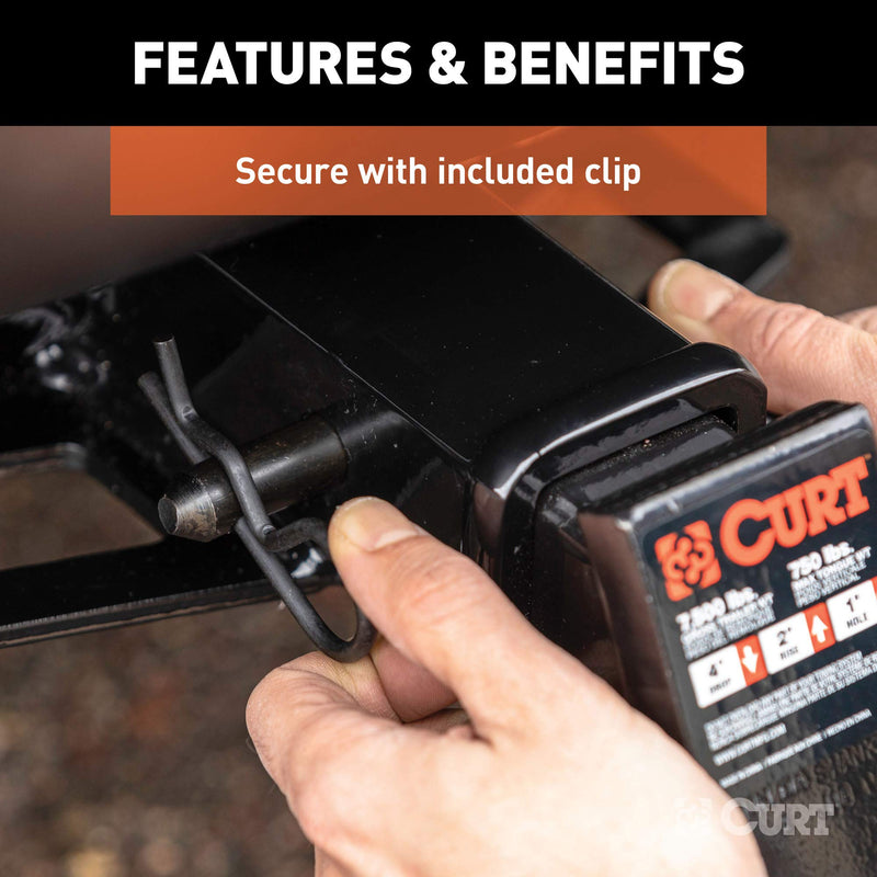  [AUSTRALIA] - CURT 21579 Black Trailer Hitch Pin & Clip, 5/8-Inch Pin Diameter, Fits 2-Inch Receiver