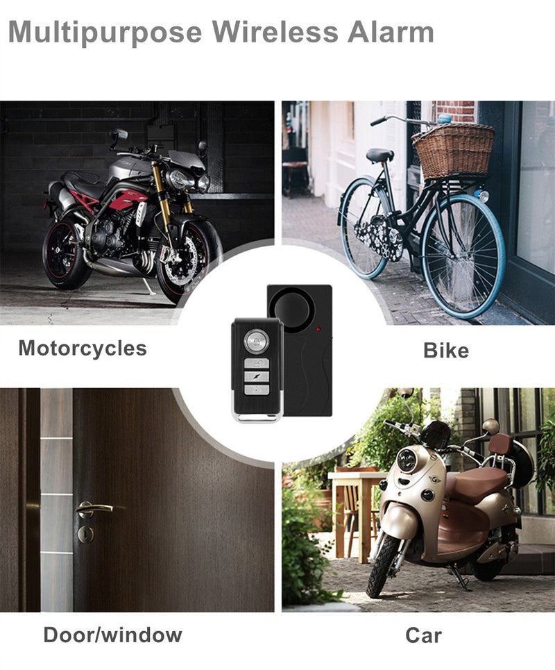 Wsdcam Wireless Vibration Alarm with Remote Control Anti-Theft Alarm Bike/Motorcycle/Vehicle Security Alarm, 110db Loud, Door and Window Alarm - LeoForward Australia