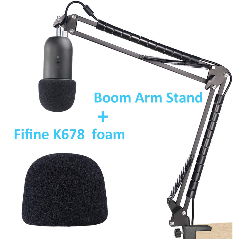  [AUSTRALIA] - K678 Microphone Stand with Foam Windscreen - Mic Suspension Boom Scissor Arm Stand with Pop Filter, Cable Sleeve Compatible with Fifine K678 Mic by YOUSHARES