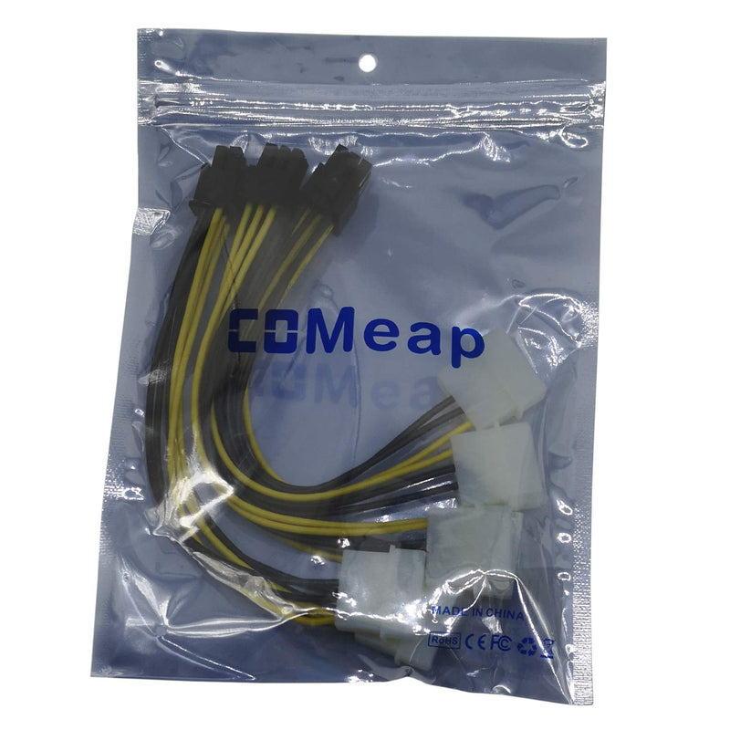 COMeap (3-Pack) 6 Pin PCI Express to 2X Molex LP4 Power Cable 6-inch(15.5cm) - LeoForward Australia