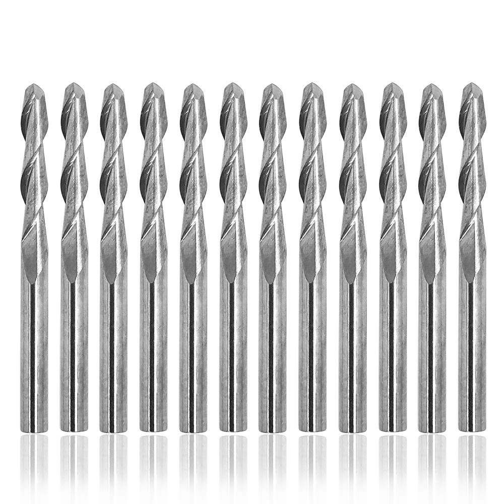  [AUSTRALIA] - Afunta Ball End Mill 3.175mm 2mm Cutting Diameter Tungsten Steel 17mm Groove Length Pack of 12