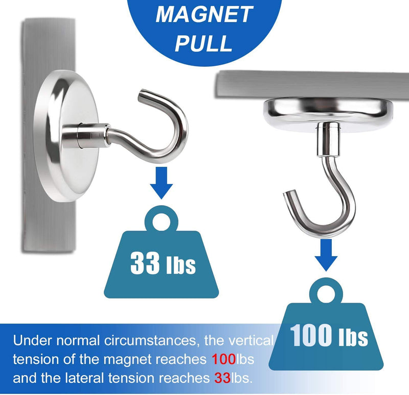 LOVIMAG 100LBS Heavy Duty Magnetic Hooks, Strong Neodymium Magnet Hooks for Home, Kitchen, Workplace, Office etc, Hold up to 100 Pounds - 12pack 32mm-12p - LeoForward Australia