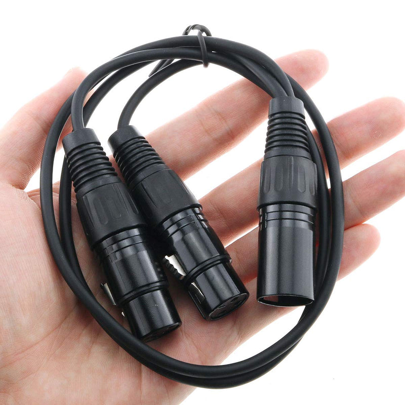  [AUSTRALIA] - E-outstanding XLR Y-Cable 50cm Black 3 Pin XLR Male Jack to Dual XLR Female Plug XLR Splitter Cable Adapter Cord for Microphone