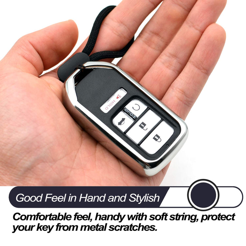  [AUSTRALIA] - Fit for Honda Accord Civic Odyssey Passport Pilot Clarity Crosstour CRV CRZ Fit HR-V Insight Ridgeline Silver TPU Key Fob Cover Case Remote Holder Skin Protector Keyless Entry Sleeve Accessories