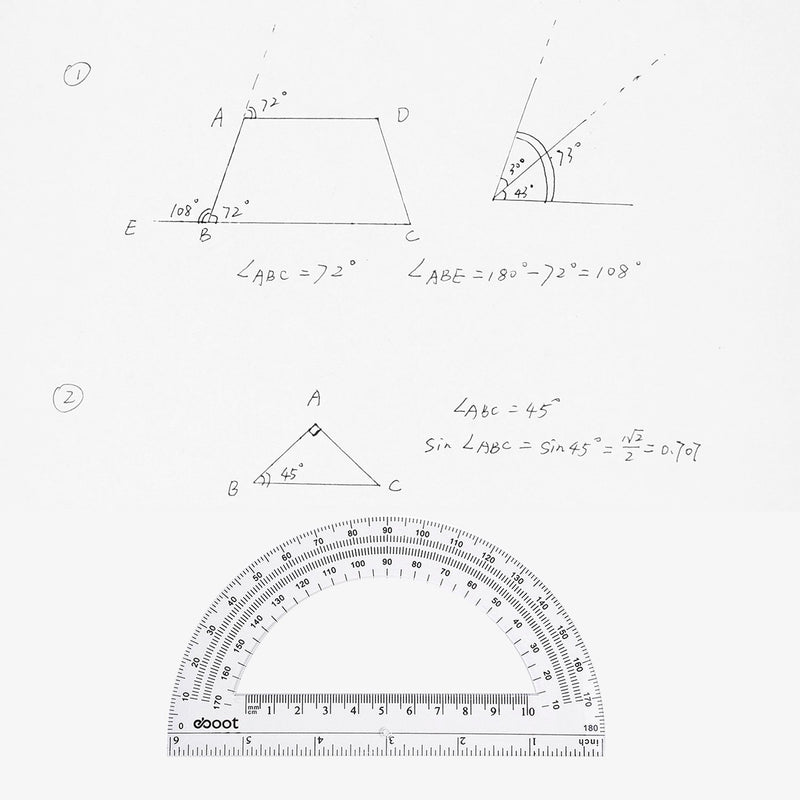 Plastic Protractor Math Protractors 180 Degrees, 6 Inch, Clear, Pack of 2 - LeoForward Australia