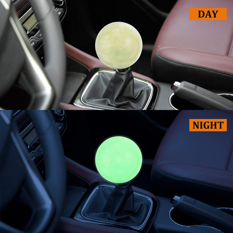  [AUSTRALIA] - Thruifo Ball Style Gear Car Shifter, Green Luminous in Dark, MT Shifting Stick Lever Shift Knob Fit Most Automatic Manual Vehicles, Beige