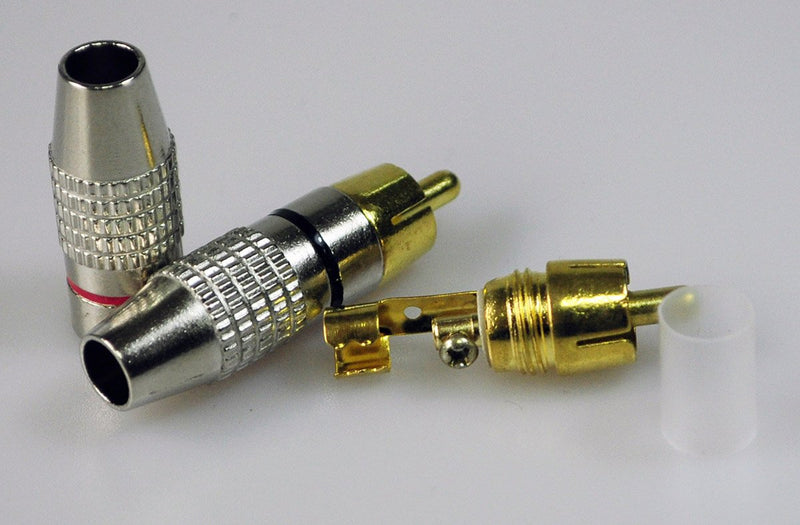 RCA Plug Solderless, Conwork 2-Pack RCA Male Plug Screws Audio Video in-Line Jack Adapter Gold Plated - LeoForward Australia