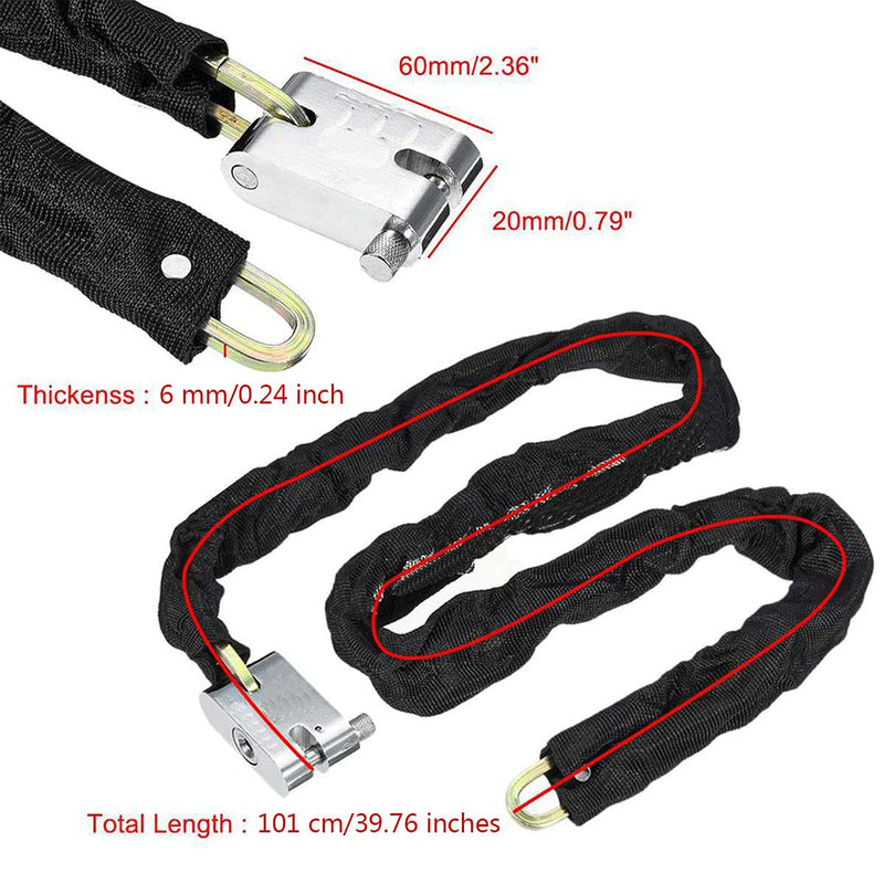  [AUSTRALIA] - Bicycle Chain Lock,Safety Chain Lock kit,Heavy Duty Motorcycle Lock, Chain Lock,8mm Heavy Duty Lock with 3 Keys,Very Suitable for Motorcycles,Motorcycles,Bicycles,generators,Gates,Bicycles,Scooters. black-02