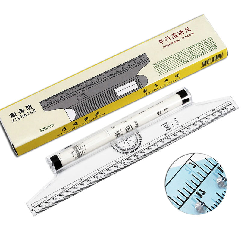  [AUSTRALIA] - E-outstanding Parallel Ruler 30cm Plastic Multi-Purpose Measuring Rolling Ruler Balancing Scale Drawing Measuring Tool