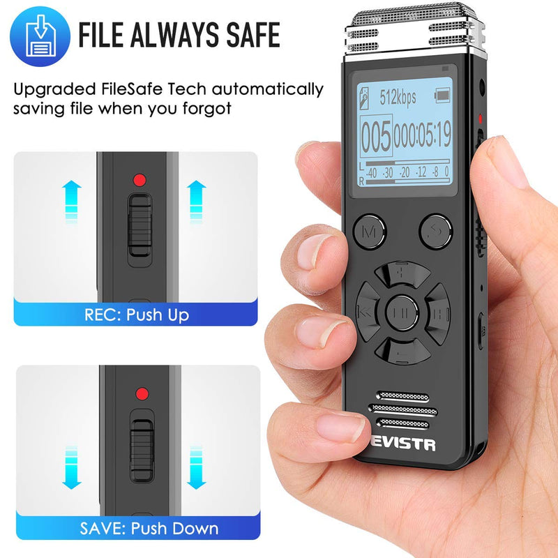  [AUSTRALIA] - EVISTR V508 32gb Digital Voice Recorder for Lectures Meetings - Portable Recording Devices with Playback, Line-in, Password, USB Rechargeable