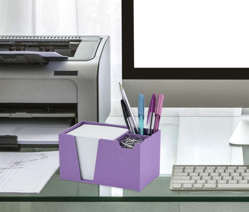 Acrimet Desktop Organizer Pencil Paper Clip Caddy Holder (Plastic) (with Paper) (Solid Purple Color) - LeoForward Australia