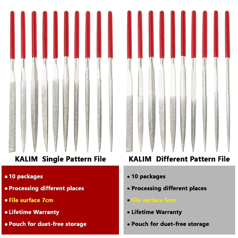  [AUSTRALIA] - KALIM 10Pcs Mini Diamond Needle File Set 6 Inch Total Length 150 Grit Diamond File(Usable File Length:2-3/4 Inch)