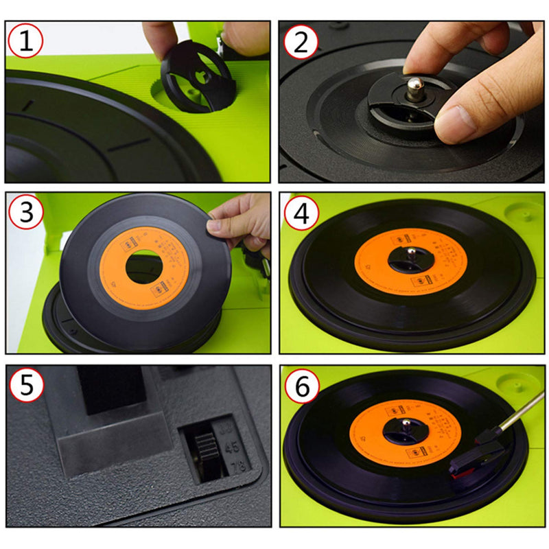 WHYHKJ Black Disc Adapter 45 Rpm Vinyl Record Adapter Record Player Accessories for 7" Vinyl Record - LeoForward Australia