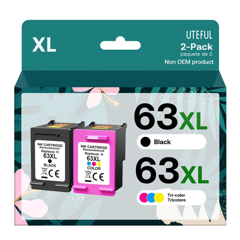  [AUSTRALIA] - 63XL Ink Cartridges Combo Pack High Yield Compatible Replacement for HP Ink 63 Works with OfficeJet 3830 4650 4655 5255 5258 5200 Envy 4510 4520 DeskJet 1110 3630 Printer (1 Black,1 Tri-Color)