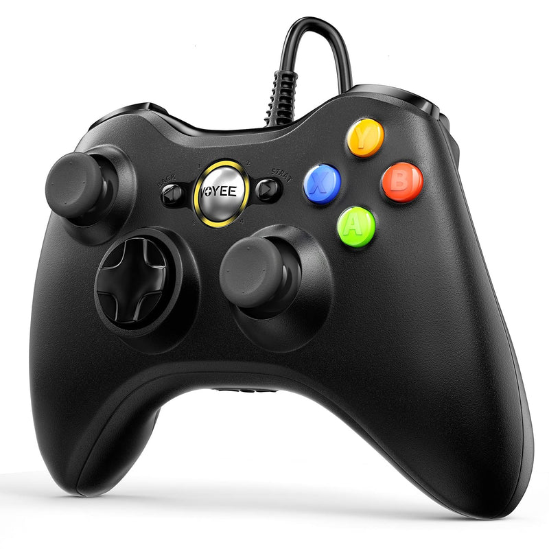  [AUSTRALIA] - VOYEE PC Controller, Wired Game Controller Compatible with Microsoft Xbox 360 & Slim/PC Windows 10/8/7, with Upgraded Joystick, Double Shock | Enhanced (Black) Black
