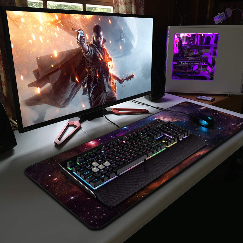 Galaxy Gaming Mouse Pad XL, Extended Large Mouse Mat Desk Pad, Stitched Edges Mousepad, Long Non-Slip Rubber Base Mice Pads (27.6"x11.8"x0.12") 300*700*3mm Galaxy - LeoForward Australia