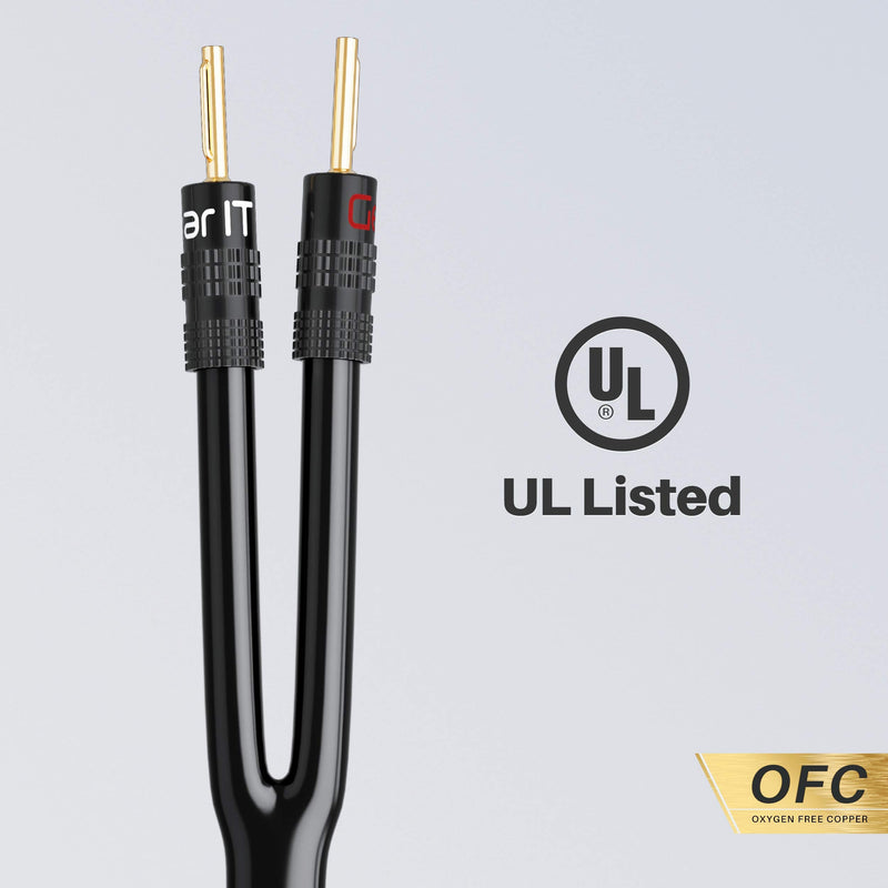  [AUSTRALIA] - GearIT 14AWG Premium Heavy Duty Braided Speaker Wire Cable (25 Feet) Dual Gold Plated Banana Plug Tips - In-Wall CL2 - Oxygen-Free Copper (OFC) Black 25 Feet