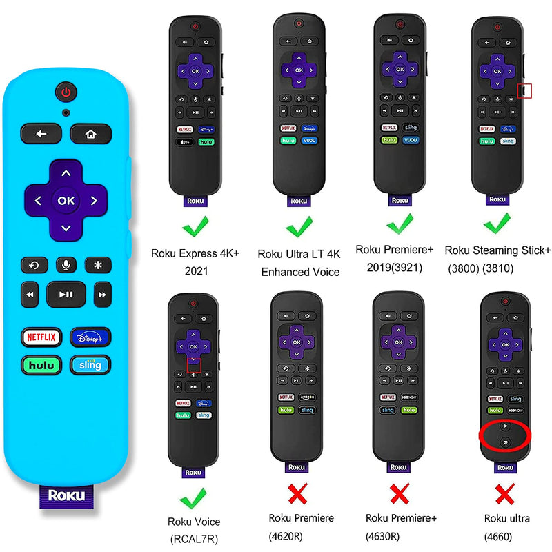  [AUSTRALIA] - [2 Pack] Remote Cover (Glow in The Dark) Compatible with Roku Voice Remote, Pinowu Anti Slip Silicone Cover Compatible with Roku Players and Roku TVS Voice Remote (Green and Blue) Green glow and Blue Glow