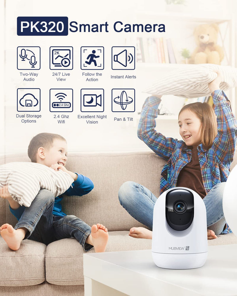  [AUSTRALIA] - Indoor Security Camera 2K, Pet Camera with Phone App, WiFi Cameras for Home Security Camera for Dog/ Baby Monitor/Elder Pan Tilt, 2.4G, 24/7, 2-Way Talk, Human Detection, Motion Tracking, SD&Cloud