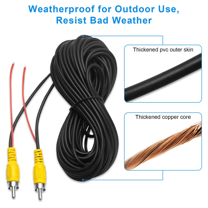  [AUSTRALIA] - Tenbaba RCA Video Cable, Car Backup Camera Reverse Rear View Camera Video Cable with Detection Wire (50FT/15 Meters), AV Extension Cable with RCA Video, Female to Female Coupler and Power Cable
