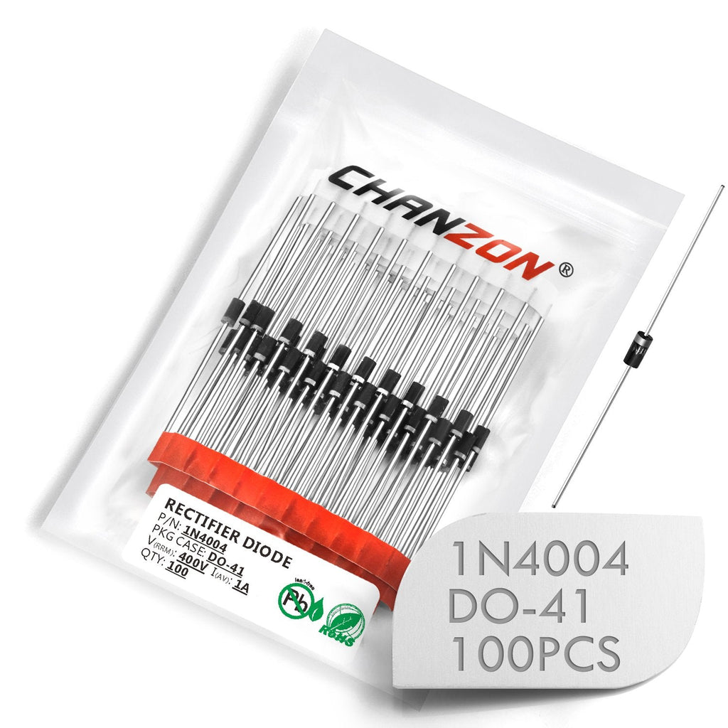  [AUSTRALIA] - (Pack of 100 Pieces) Chanzon 1N4004 Rectifier Diode 1A 400V DO-41 (DO-204AL) Axial 4004 IN4004 1 Amp 400 Volt Electronic Silicon Diodes
