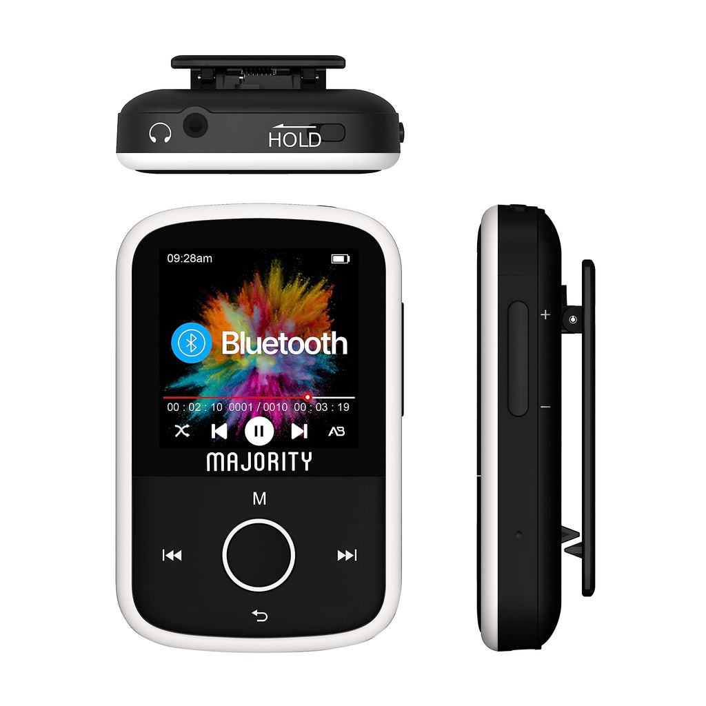 [AUSTRALIA] - MP3 Player with Bluetooth | Portable Music Player with Headphones | Micro SD Card Expandable | Colour Screen, Easy Controls, Lock Button, Sports Clip | Majority 16GB Bluetooth Media Player
