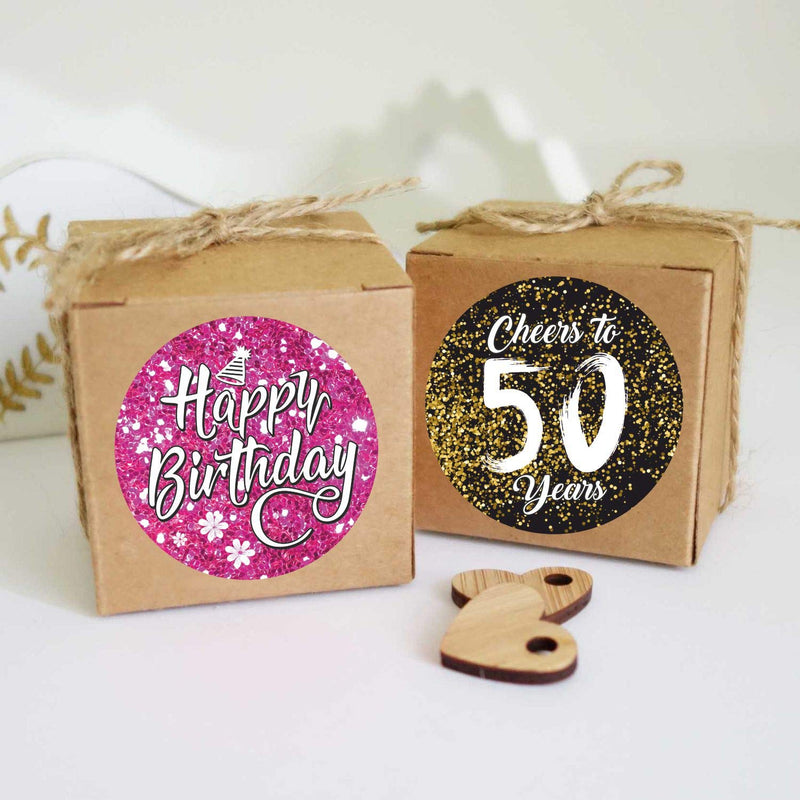 Happy 50th Birthday Stickers - (Pack of 120) 2" Large Round Seals Labels for Gift Envelopes Cards Boxes - LeoForward Australia