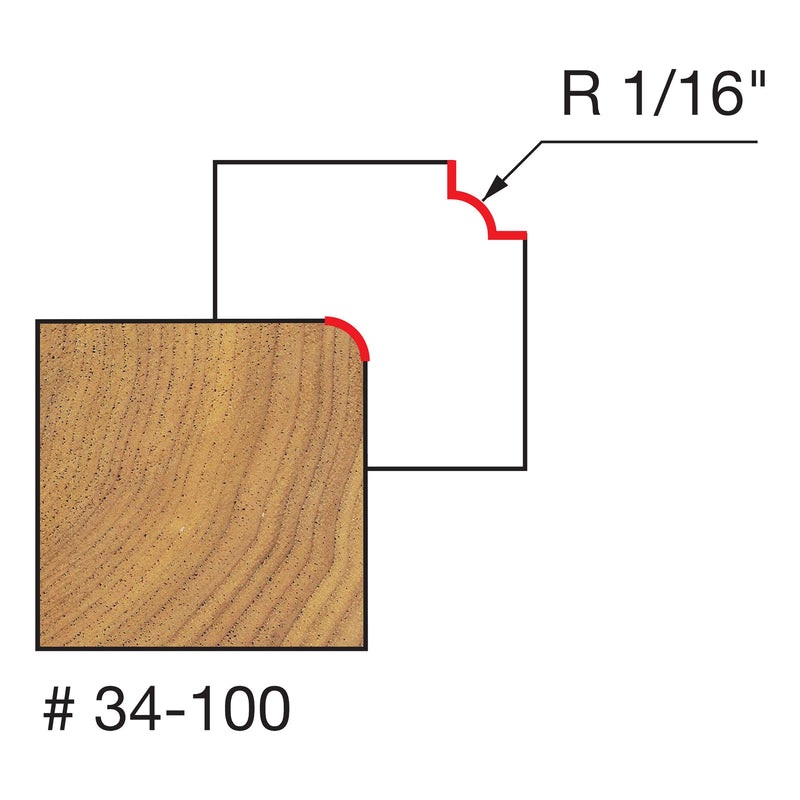  [AUSTRALIA] - Freud 34-100: 1/16" Radius Rounding Over Bit 1/16-Inch Radius Rounding Over Bit with 1/4-Inch Shank