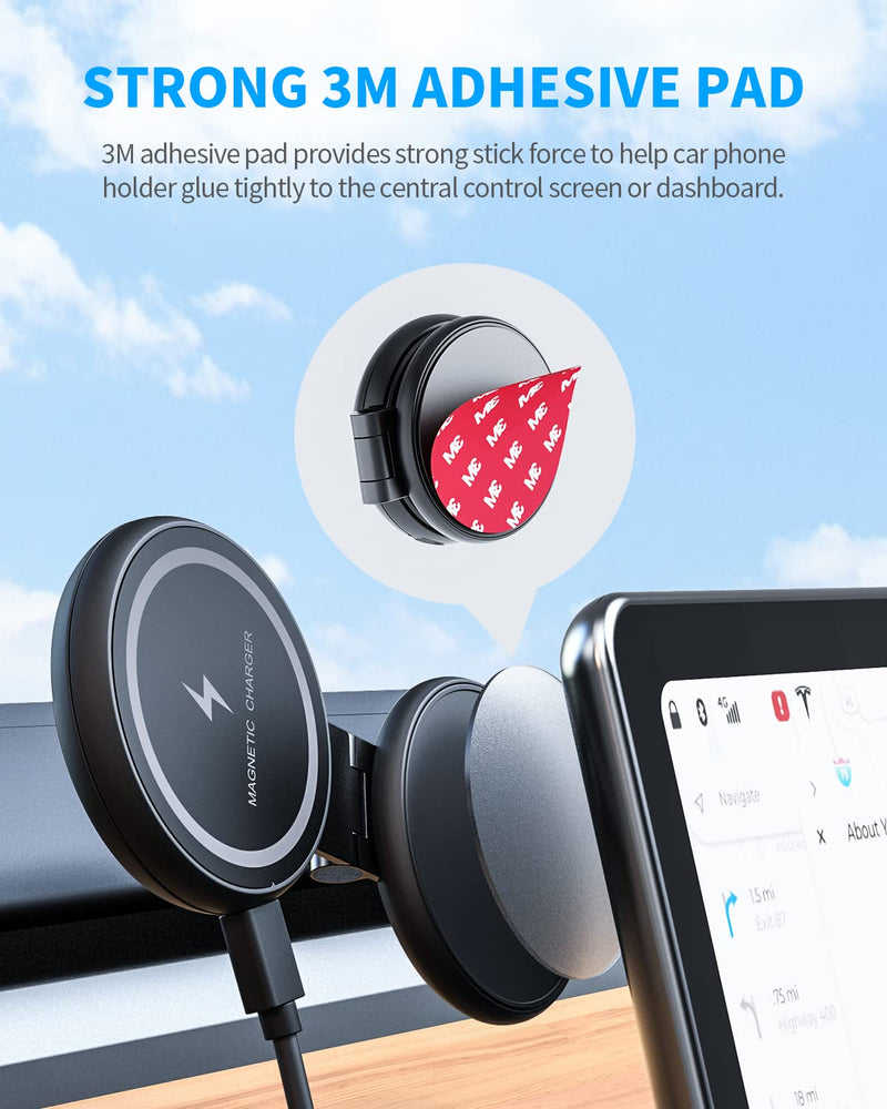  [AUSTRALIA] - Wireless Car Charger Mount, Marnana Magnetic Car Phone Holder for Tesla Model 3/X/Y/S, Fast Charging Foldaway MagSafe Wireless Charger Phone Mount Only Compatible with iPhone 12/13/14 Series Wireless Charge Version