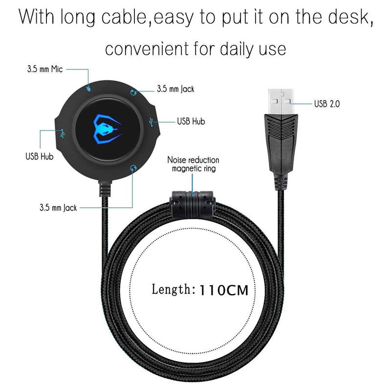  [AUSTRALIA] - Micolindun External Sound Card USB Hubs Audio Adapter to USB Port & 3.5mm Audio & Micro Jack for PC Laptop. Plug and Play (Blue) blue