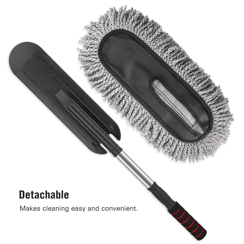  [AUSTRALIA] - MoKo Car Duster, Multipurpose Car Wash Brush Exterior and Interior Microfiber Duster with Extendable Handle for Cleaning - Grey