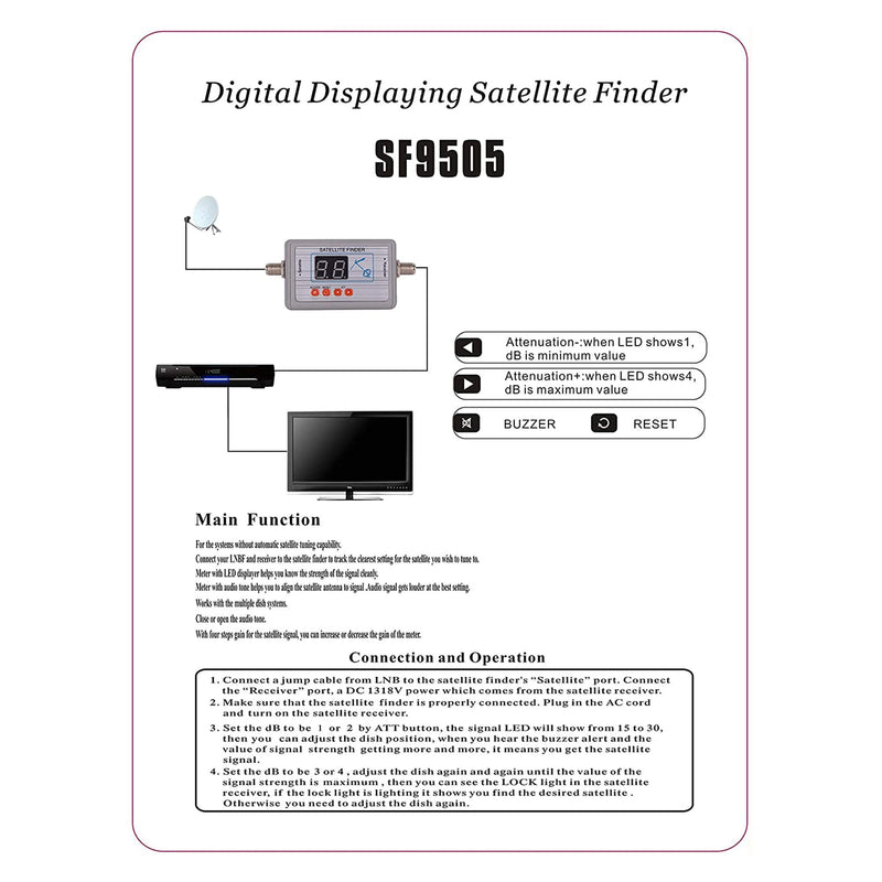  [AUSTRALIA] - AGPTEK Good for Campers Digital Satellite Signal Meter Finder Meter for Dish Network Directv FTA LCD Graphic Display Backlight Compass Buzzer Control LCD2