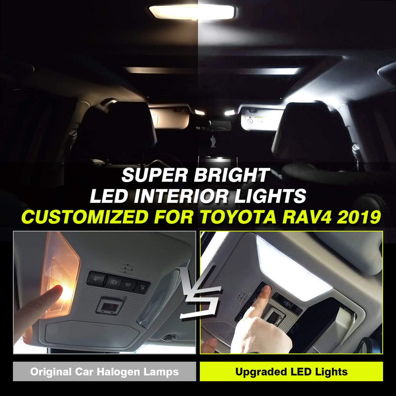  [AUSTRALIA] - Powerty Interior LED Light Lamps SMD Ultra Bright Dome LED Lights Reading Lights for Toyota RAV4 XA50 2019 2020 6pcs/Set Interior light