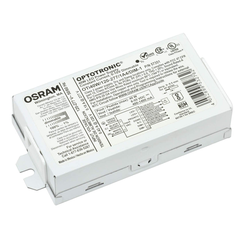  [AUSTRALIA] - Osram 57351 Optotronic 40W 120/277V AC 50/60Hz Constant Current Dimmable Compact LED Driver OTi 40W/120-277/1A4 DIM-1