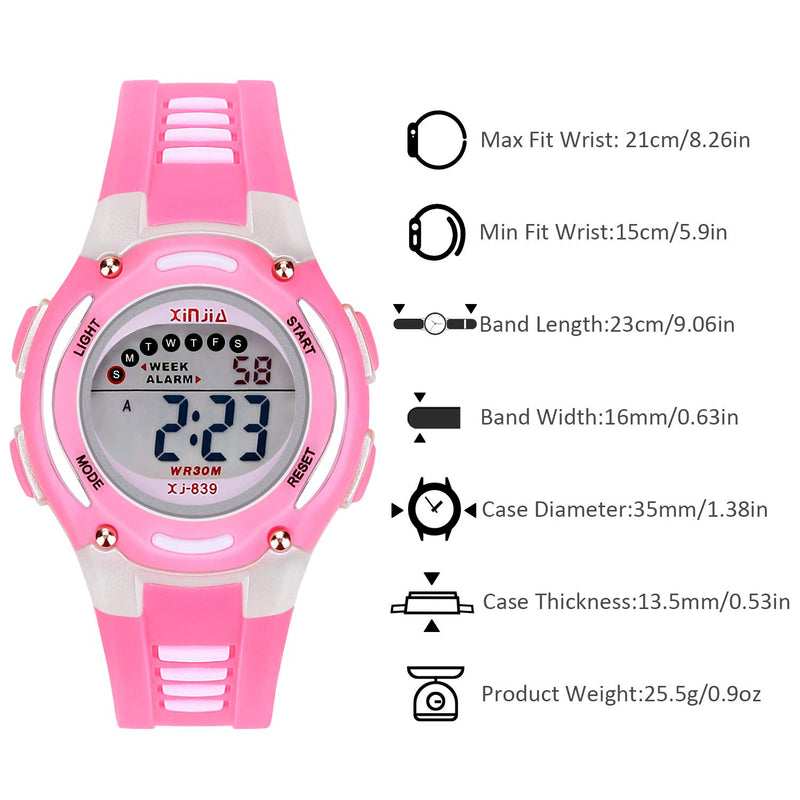 Kids Digital Watch for Girls Boys,Children Watches Waterproof Multi-Functional WristWatches with Alarm/Stopwatch Pink - LeoForward Australia