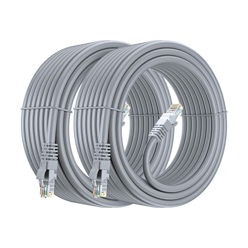  [AUSTRALIA] - Ethernet Cable, 25 Feet. Cat 6 (2 Pack) High Speed LAN Network, Internet Cord RJ45. 25Ft Cat6, Gray, Cables Pure Copper, UL