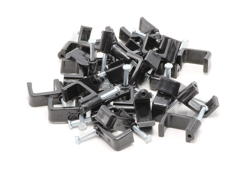  [AUSTRALIA] - THE CIMPLE CO - Dual, Twin, or Siamese Coaxial Cable Clips, Cat6, Electrical Wire Cable Clip, 1/2 in Nail Clip and Fastener, Black (50 Pieces per Bag) 50 Pack Black, Double